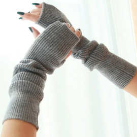 羊毛套半指手臂套袖秋冬季手袖女士加厚假袖子保暖羊绒韩版长手套
