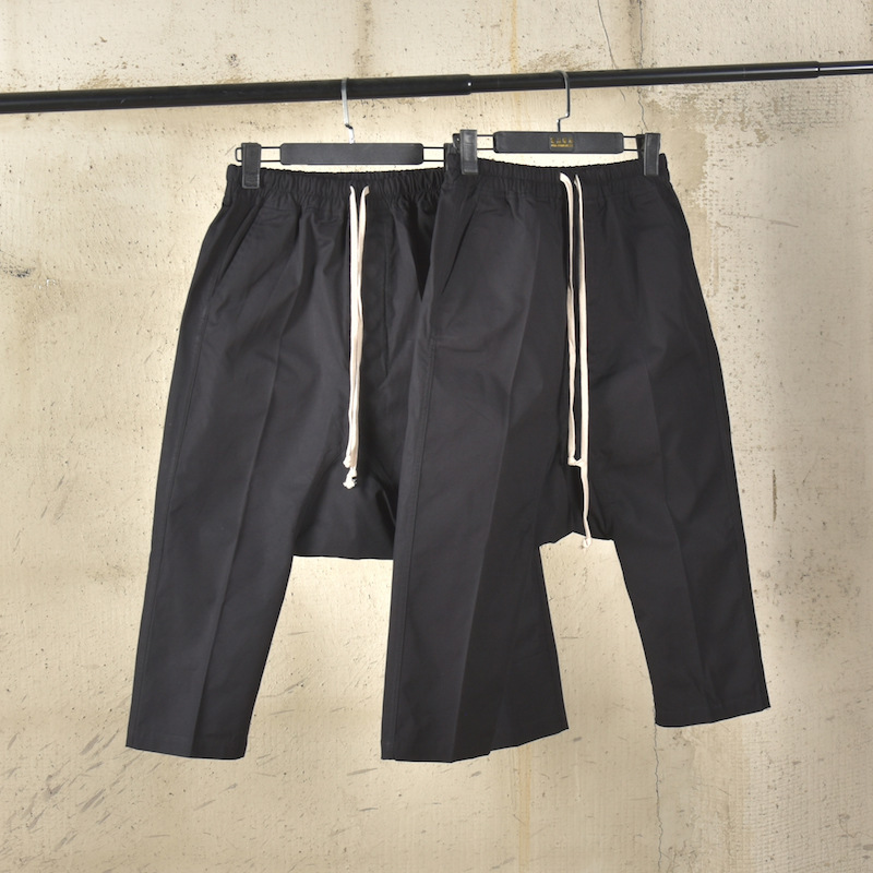 Little Designer Ro Dark High Street Harem Drop-Crotch Trendy Eight-Point Workwear Hard Cotton Straight Short-Sleeve Pants Unisex