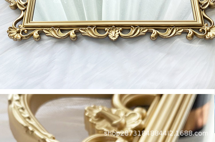 北欧轻奢复古金色收纳托盘方形蛋糕盘玻璃镜面置物盘拍