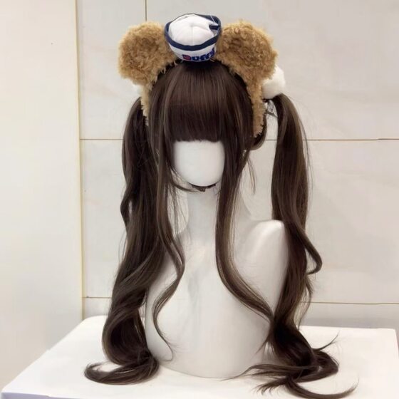 [Teddy Bear] Wig Women's Daily Age-reducing Atmosphere Cold Brown Long Curly Hair jk Shaoluo Simulation Hair Full Headgear
