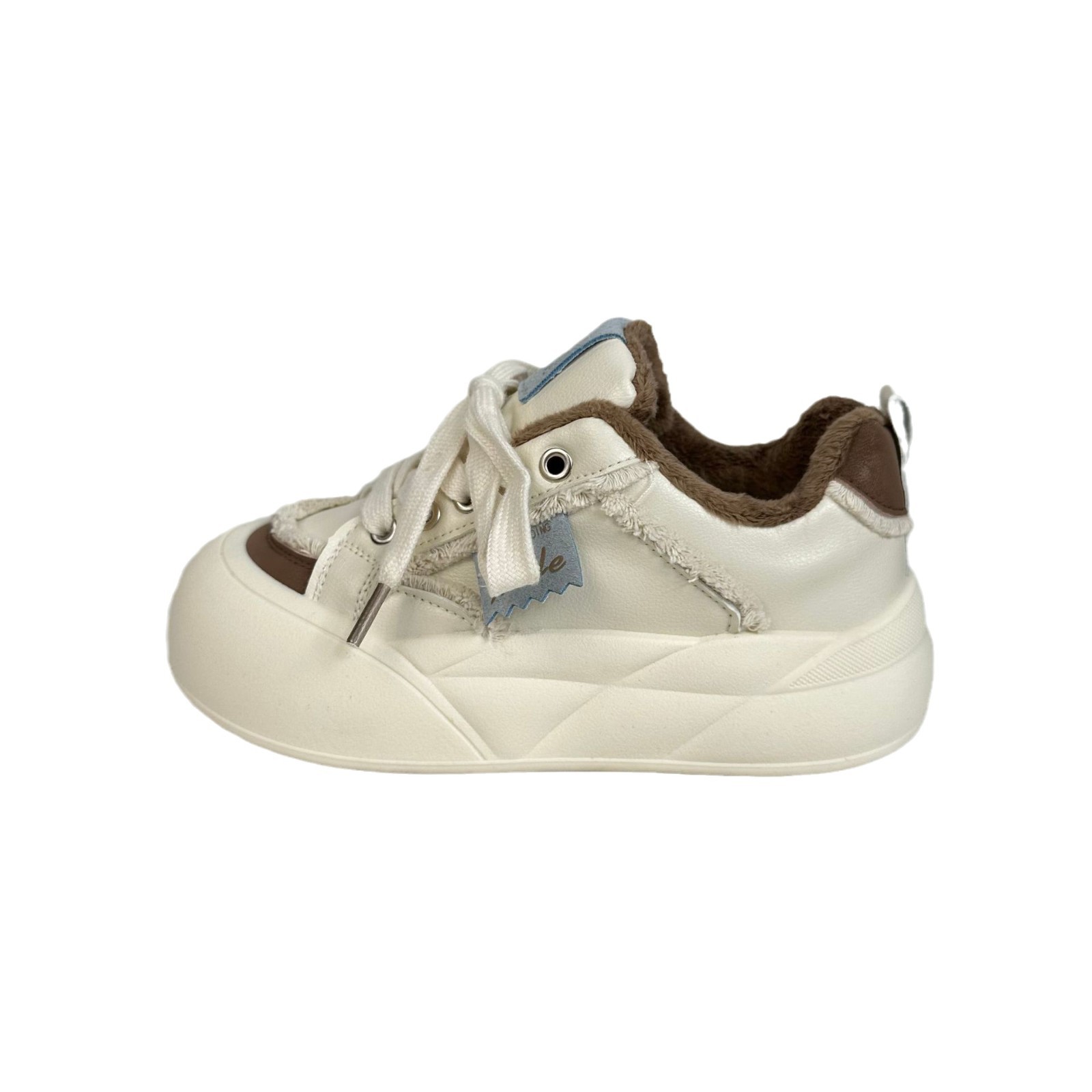 Yuanbo2024 invierno estudiantes calentamiento de algodón zapatos de mujer de suela gruesa de altura baja con zapatos de lana de estilo coreano