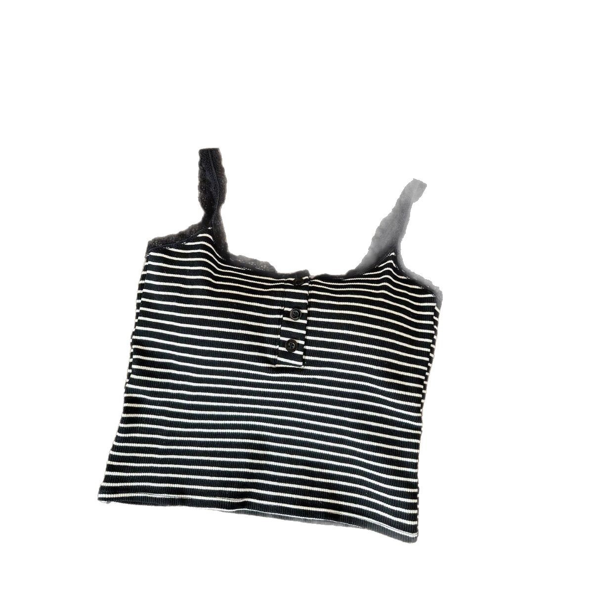 Camisola de encaje de espalda hermosa de estilo explosivo en vivo para mujer con almohadilla para el pecho, botones de uso interior y exterior, chaleco de fondo de todo fósforo de primavera y verano