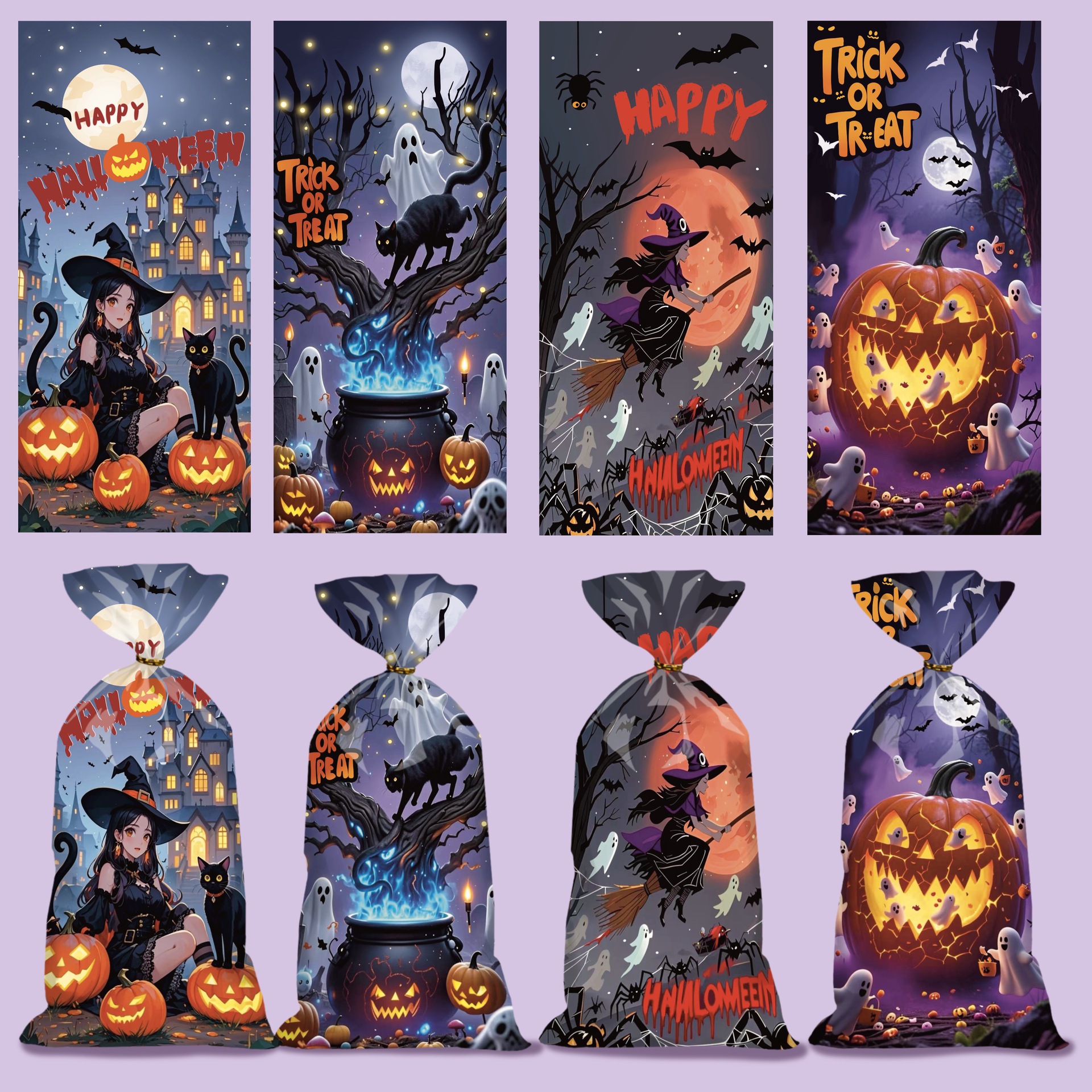 原创新款万圣节糖果包装袋扎丝礼品袋伴手礼袋讨糖DIY烘焙食品袋