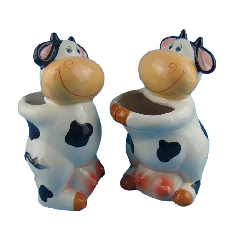 Herramientas de cerámica para vacas, insertos para comidas de dibujos animados, vajillas para vacas creativas, insertos para comidas de cerámica pintados de dolomita