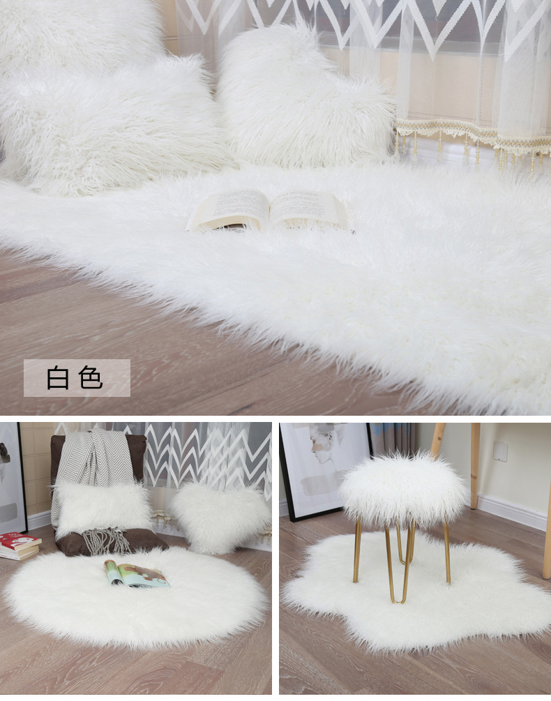 Australian Sheep Imitation Beach Wool Carpet Chair Cushion Plush Round Carpet Bedroom Bedside Blanket Bay Window Mat Window Sill Mat
