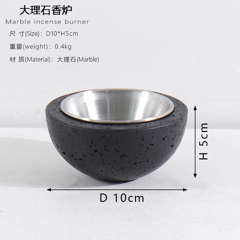 블랙홀 스톤 반원형 향로 실버 10cm ZT0018HT