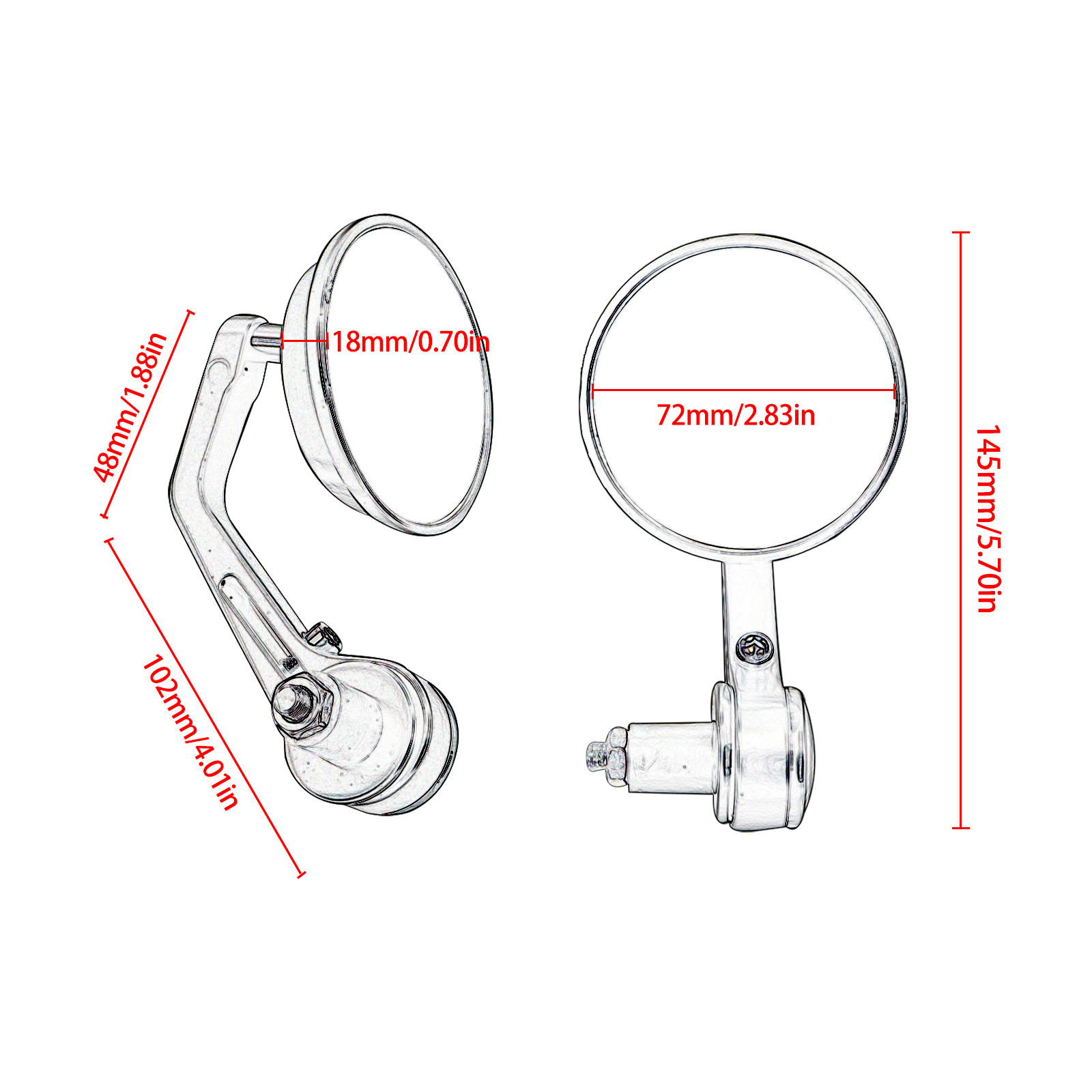 Motorcycle rearview mirror 7/8 modified rearview mirror moped handlebar mirror 22mm all aluminum round handlebar mirror