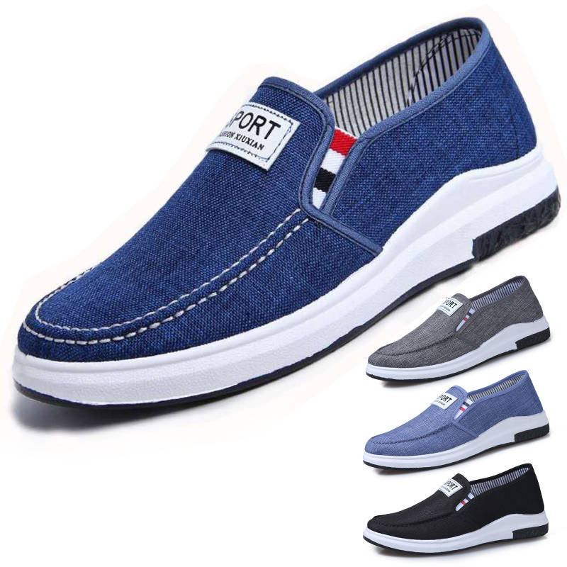 Zapatos de lona viejos zapatos de tela de Beijing estilo coreano zapatos de estudiante de mezclilla slip-on zapatos casuales de hombre de una sola pieza de entrega