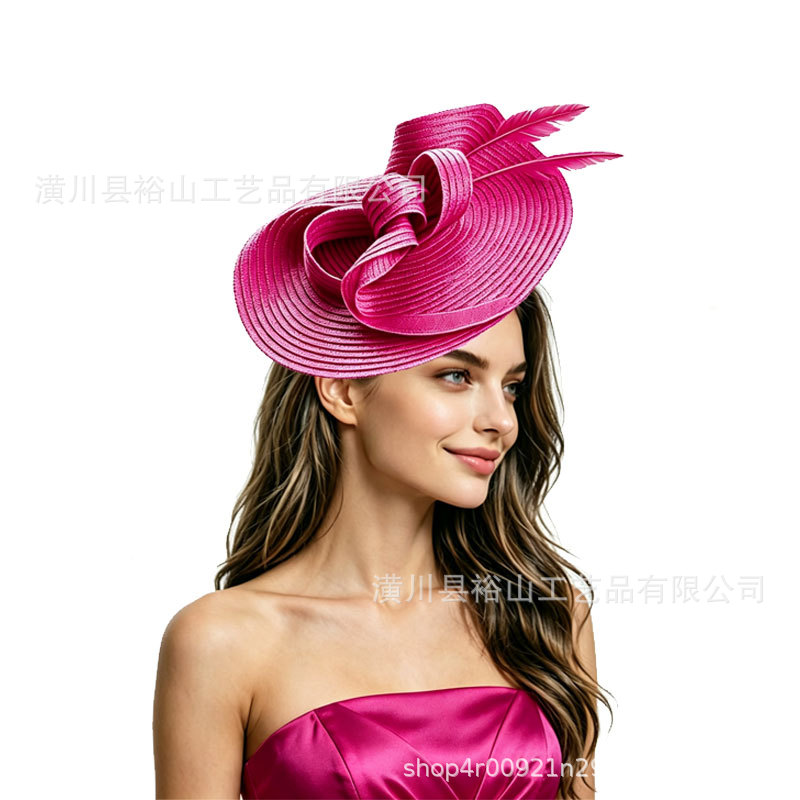 Best-selling hats on Amazon in Europe and America, handmade headwear, floral feather headbands, hair accessories, fashionable for horse racing festivals and banquets