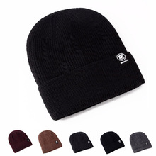 秋冬季男帽纯色提花加绒加厚针织毛线帽滑雪帽子套头男帽冬季保暖
