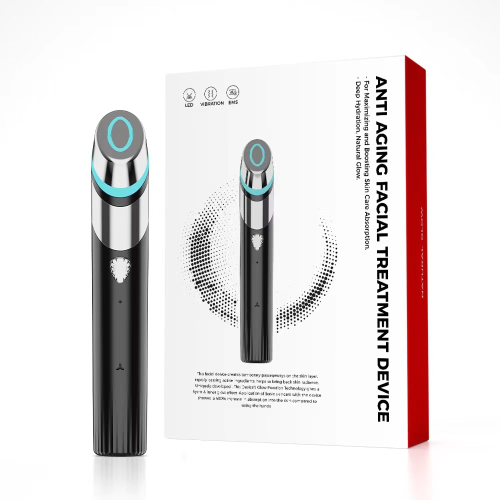 Black Water Light Pore Beauty Device, Introduction Device for Home Use, Facial Massage, Led Blue Light, 5 Levels