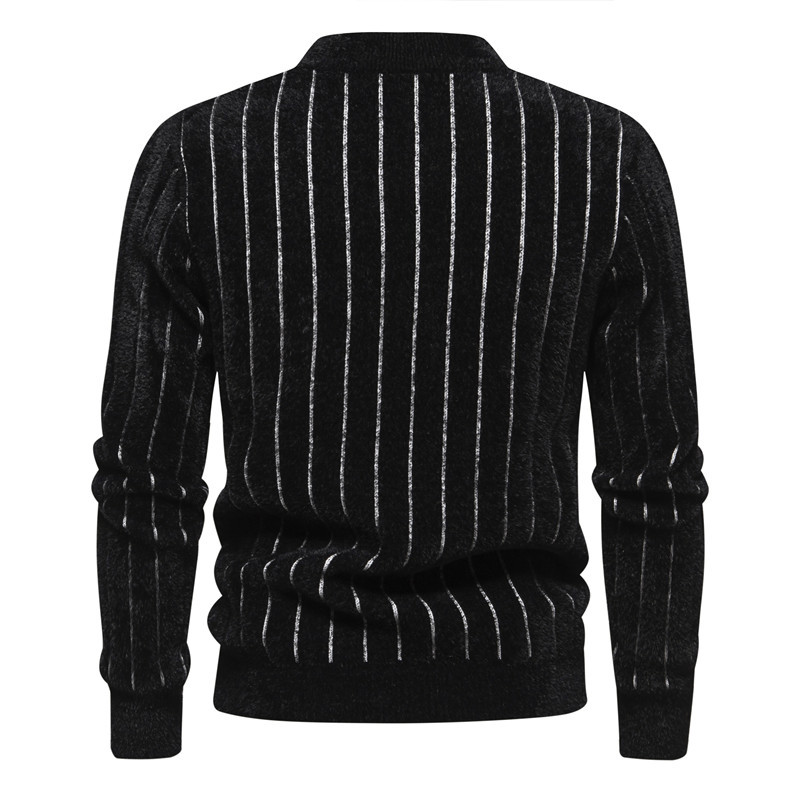 Pull col rond tendance pour homme, nouvelle collection automne et hiver, chemise imprimée à rayures, haut tricoté_voghion.com