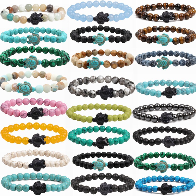 Cross-Border Foreign Trade Aliexpress Hot-Selling White Turquoise Bracelet, Turquoise Turtle Bracelet, Volcanic Stone Bracelet Cross-Border Foreign Trade Aliexpress Hot-Selling White Turquoise Bracelet, Turquoise Turtle Bracelet, Volcanic Stone Bracelet