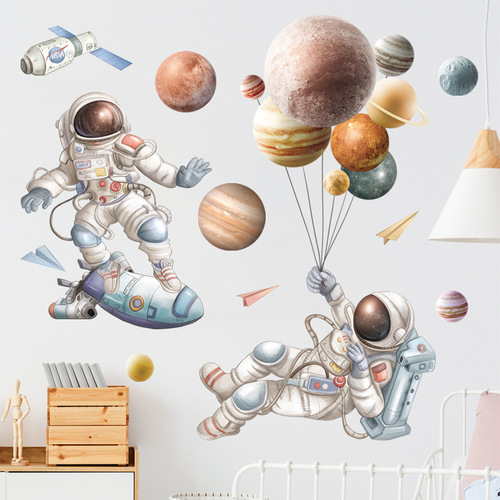 Astronaut starry sky stickers Earth NAS wall decoration background bedroom sofa wallpaper children's room classroom wall stickers