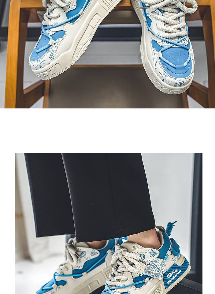 Giày sneaker nam đế dày tăng chiều cao, thân thấp dây buộc, phối màu trơn — 6678 Trắng Xanh Lục, 6678 màu Milan, 6678 trắng đen chi tiết 9