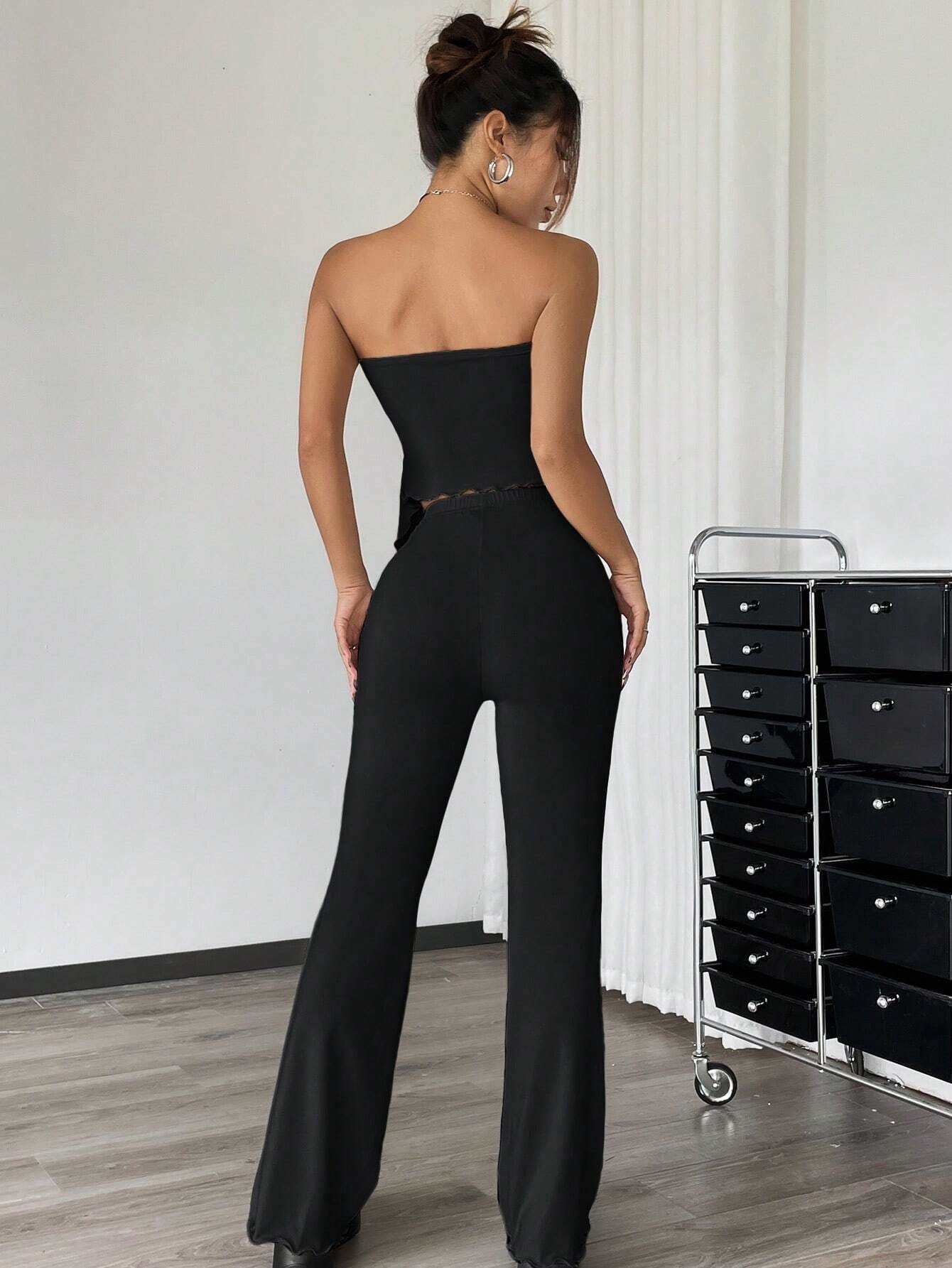 Streetwear Style Casual Street Women's Streetwear Solid Color Spandex Polyester Pant Co-ord Set Pants Sets