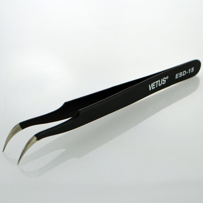 VETUS镊子 高弹性精细精密不锈钢尖头镊子 夹持工具镊子 ESD-15