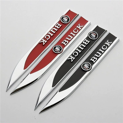 Car logo – logo decorative sticker, side sticker - standard-black-buick-1-pair-of-metal-leaf-blade-fenders
