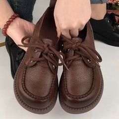 2025皮鞋女鞋新款软皮单鞋百搭厚底软面休闲乐福鞋软底大头鞋女