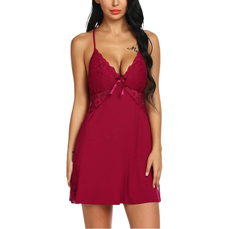 Amazon/eBay lencería sexy al por mayor pijamas sexy espalda Cruz modal camisón fábrica