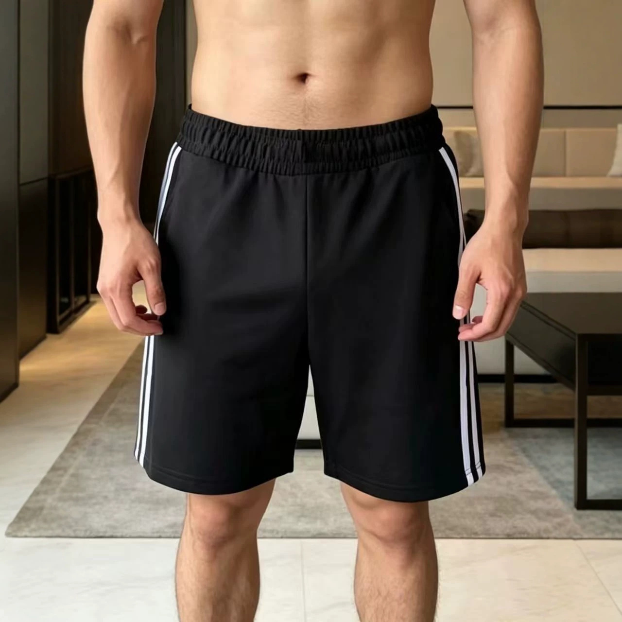 Men's Style Striped Athletic Shorts Heavyweight Loose Straight Leg Casual Five Point Pants For Running And Basketball Summer Style_viptrois.com