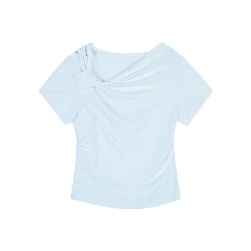 Irregular Knot Short-Sleeve Women's Summer 2025 Fitted Slimming Crepe Top Elegant and Refined