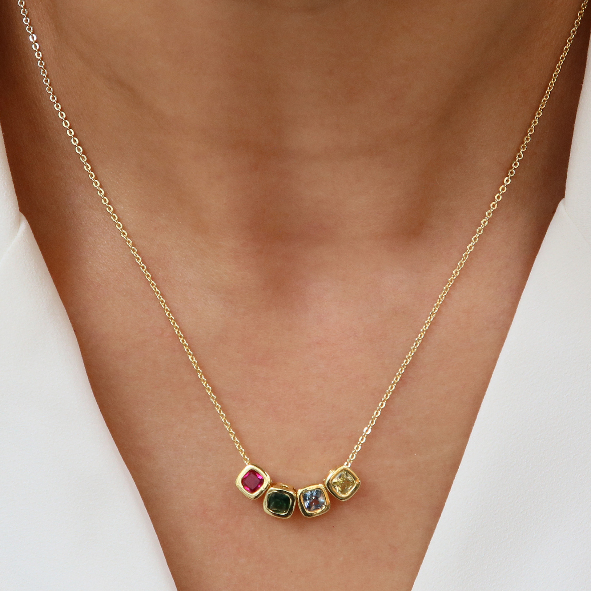 geometric square pendant with zircon
