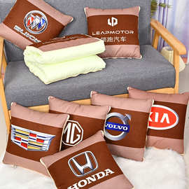 汽车抱枕被子两用折叠空调被子午睡休息被车标靠枕靠垫护腰批发