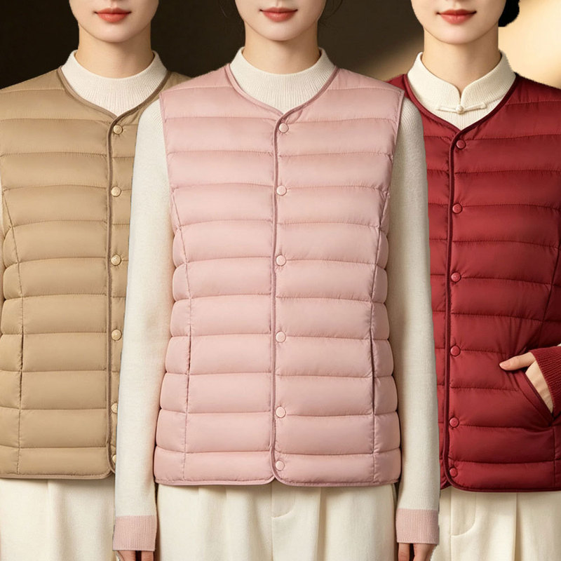 New women's collarless down cotton lining vest, V-neck lightweight down jacket, warm coat, plus-size sleeveless vest New women's collarless down cotton lining vest, V-neck lightweight down jacket, warm coat, plus-size sleeveless vest