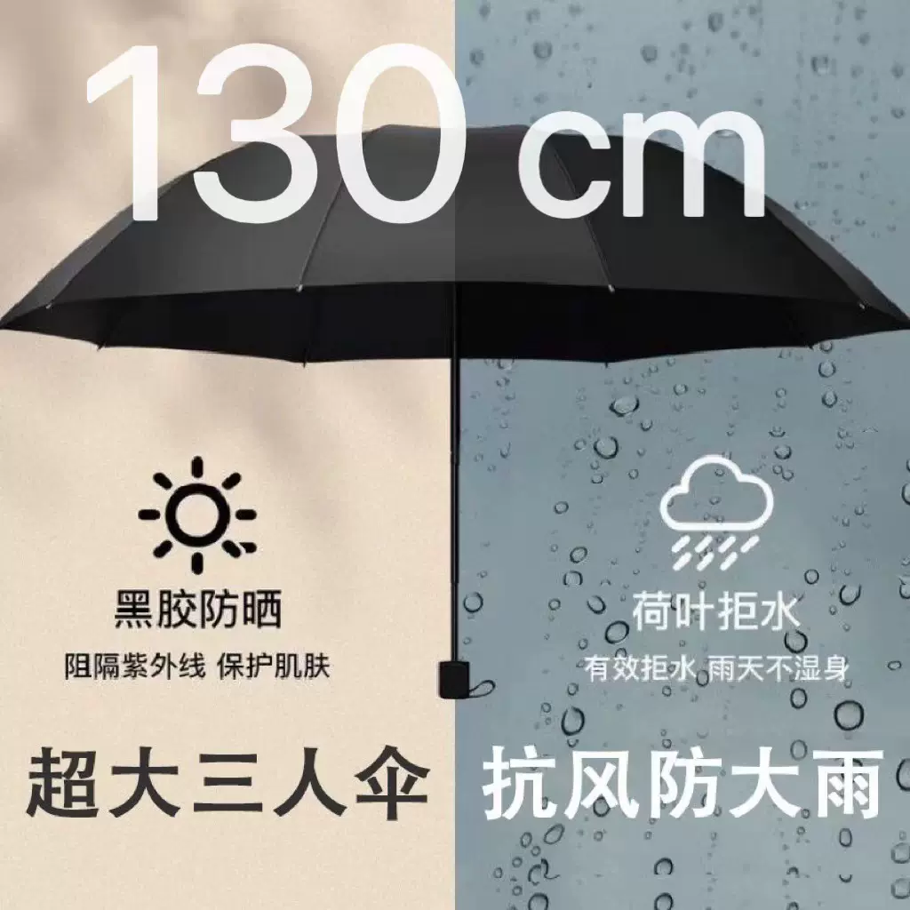 雨享手动加厚超大3-5人雨伞商务晴雨伞男士伞定制批货黑胶折叠伞