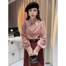 2025年秋冬新款法式小香风灯芯绒衬衫女设计感小众加厚叠穿衬衣女