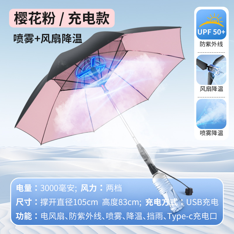 사쿠라 핑크 스트레이트 핸들 모델 (USB 충전 모델 + 리튬 배터리 3000Ah + 풍속 2단계)