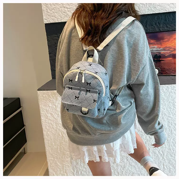 背包高颜值ins韩系蝴蝶结小包新款韩版少女大容量休闲双肩包白色