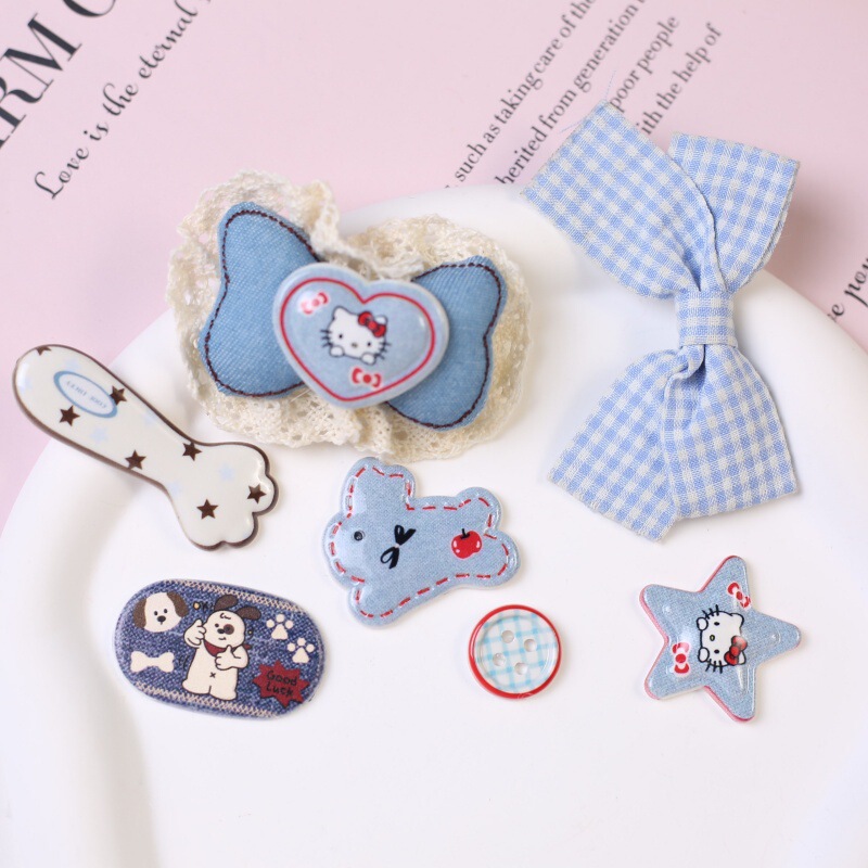 Imitation Denim Cartoon Rabbit Five-Pointed Star Accessories DIY Jewelry Mobile Phone Case Hairpin Hair Accessories Bag Pendant Accessories Batch