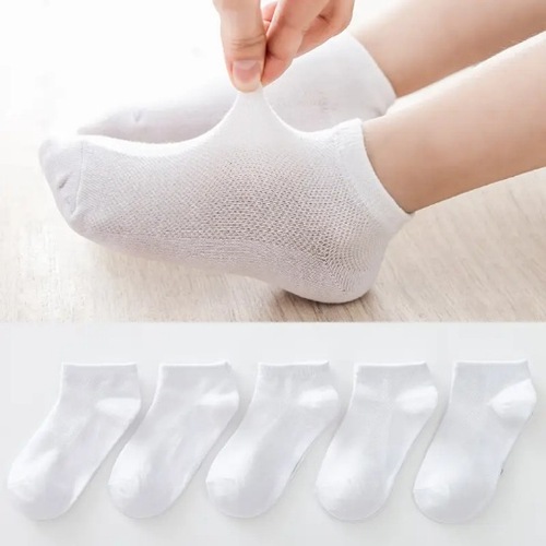 Children's cotton boat socks, cotton socks, sweat-absorbent and breathable gray bottom children's socks, white socks