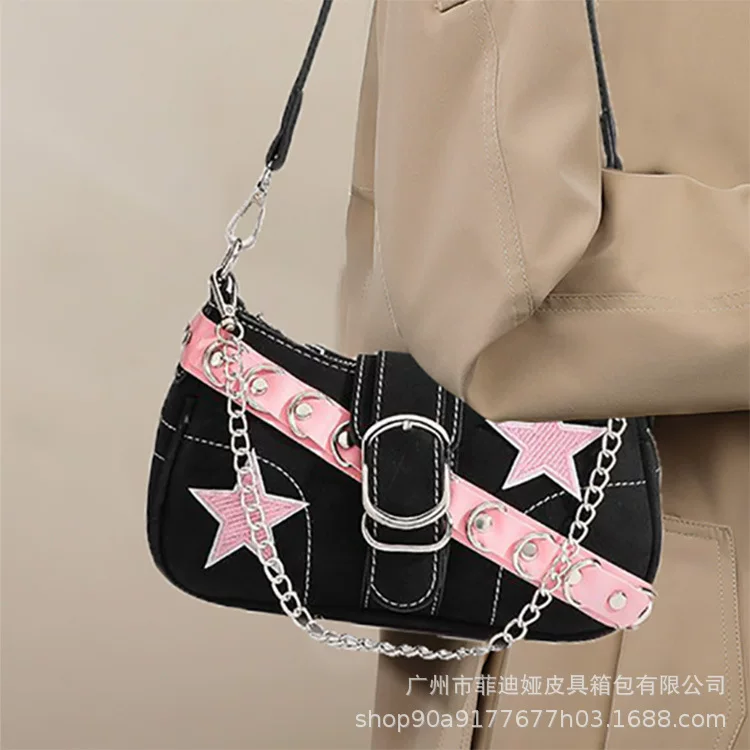 One-shoulder bag, polyurethane matte, fuchsia, 23×7×13 cm