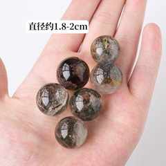 Natural Green Ghost Crystal Ball Ornament Raw Stone Polished Seven-Star Array Feng Shui Ball Craftsmanship Decorative Ornament Wholesale