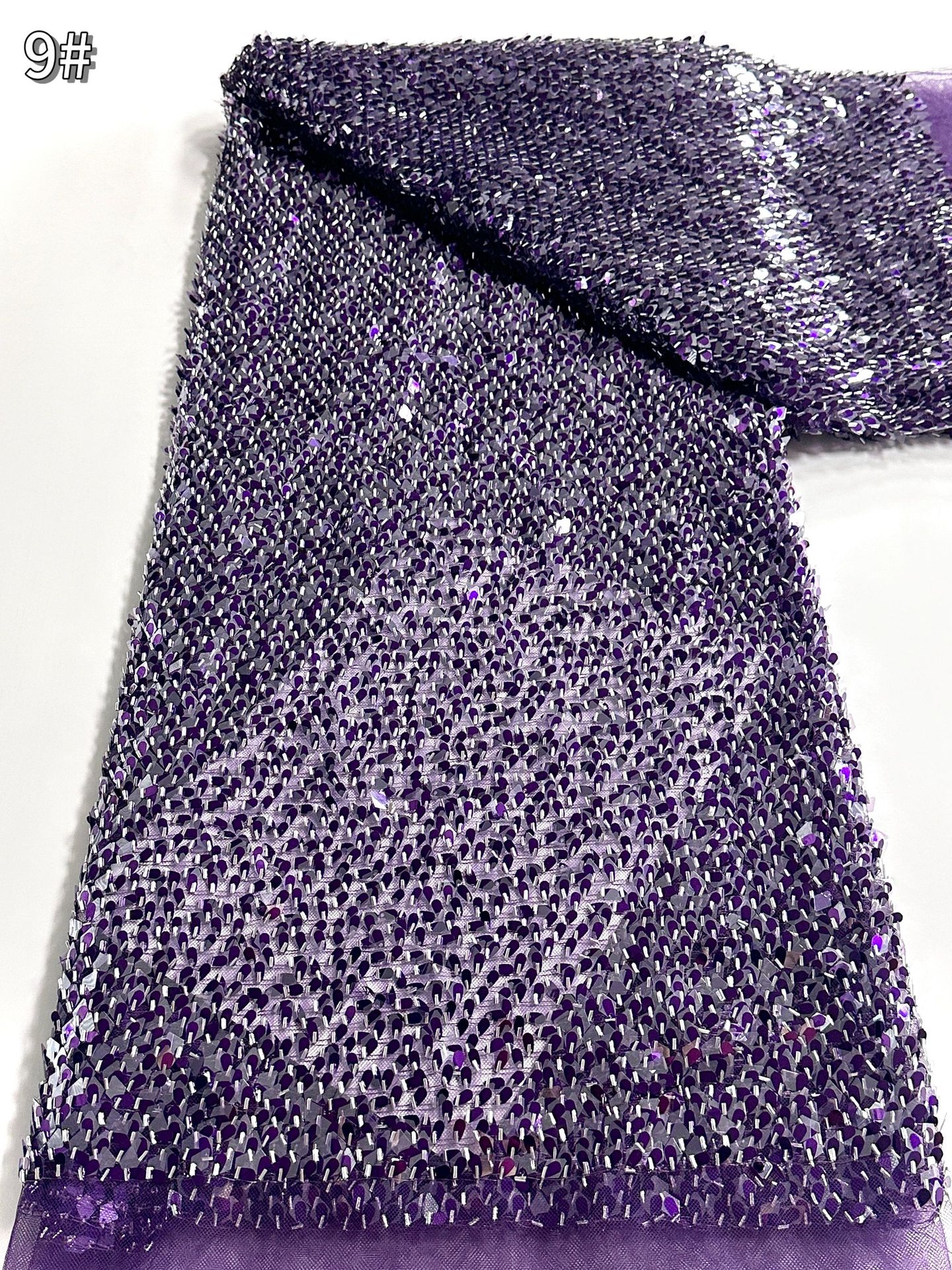 African Beaded Lace Fabric Lentejuelas bordado de lentejuelas tela de malla de escamas de la industria pesada