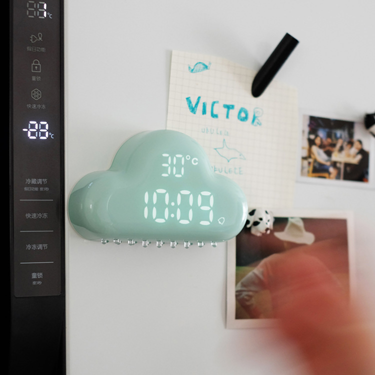 Intelligent voice-controlled LED luminous cloud alarm clock mute USB charging snooze bedside electronic clock magnetic suction digital clock