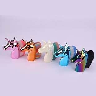Unicorn Large Blush Brush Makeup Contour Brush Colorful Horse Head Foundation Brush Loose Powder Brush Nail Art Dust Brush Set