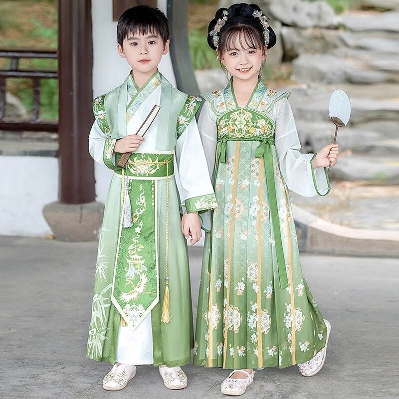 Hanfu for Boys, New Style Children's Chinese Style Tang Suit, Boys' Ancient Style Outfit, Girls' Princess Dress for Summer