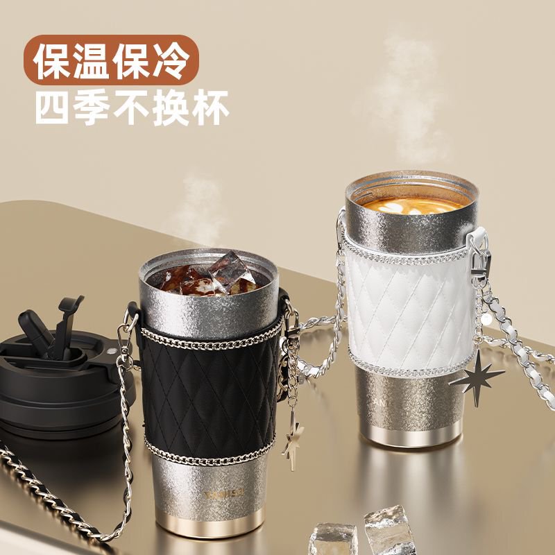 YANIS3 純チタン断熱カップ女性用高見えダブルドリンクコーヒーカップストローカップ車載チタンカップ誕生日ギフトバッチ|undefined