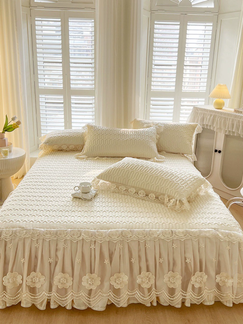 Летний латексный ледяной шелк Кровать юбка из трех частей