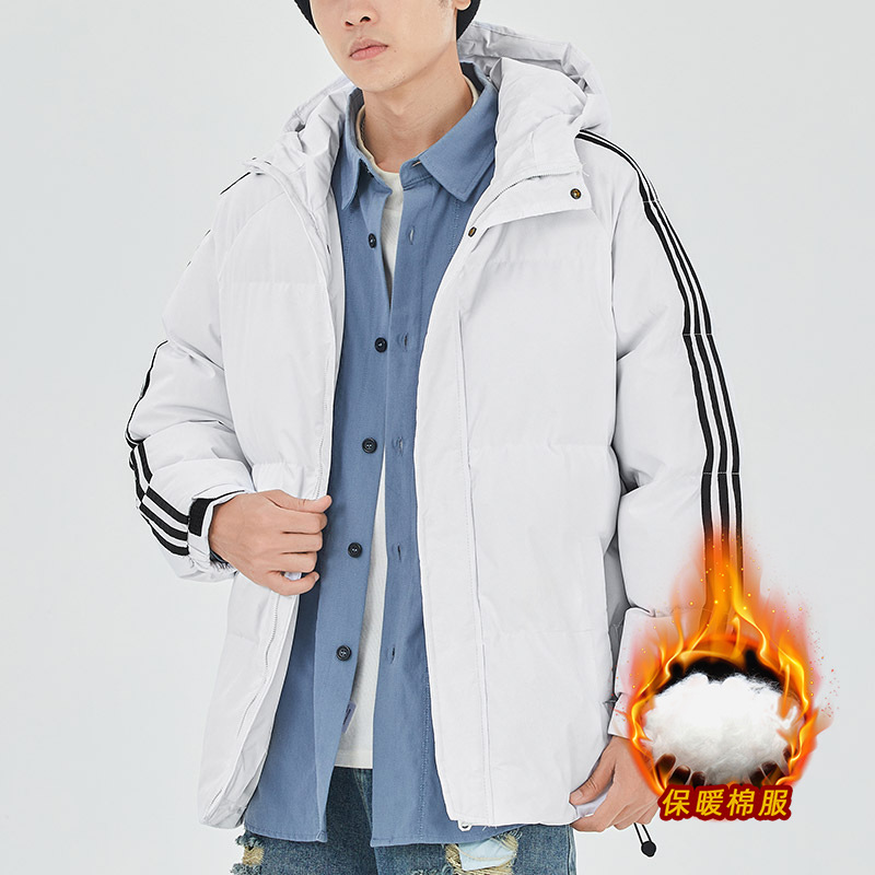 Chaqueta de invierno de algodón con tres rayas para hombre, abrigo corto de algodón moderno, ropa exterior cálida y gruesa, ropa informal de algodón para hombre, talla grande. image 7