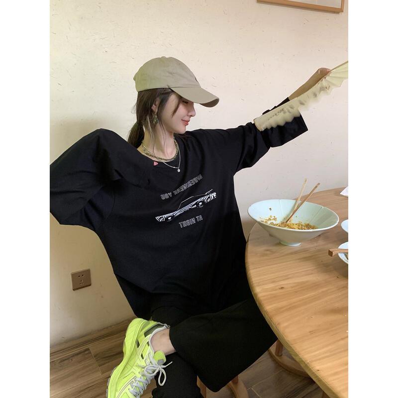 [In Stock] VCC sl Zebra Sports Car T-shirt for Women, New Loose Retro Windproof Drawstring Hoodie