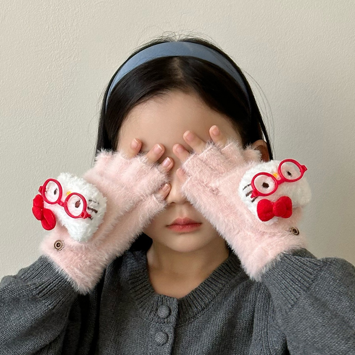 2025 nuevos guantes para niños de invierno para niñas guantes de flip adorables estudiantes de primaria calientes de escritura anticongelante