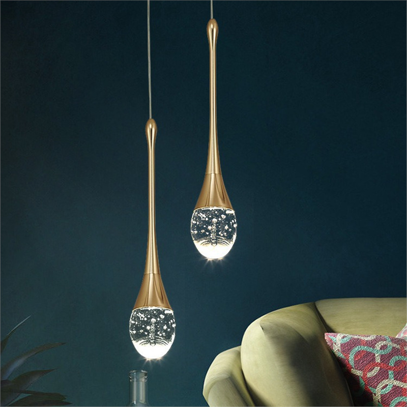 Bedroom Bedside Small Chandelier Internet Celebrity Light Luxury Bedside Table Crystal Pendant Light Tv Background Wall Bar Single Head Water Drop