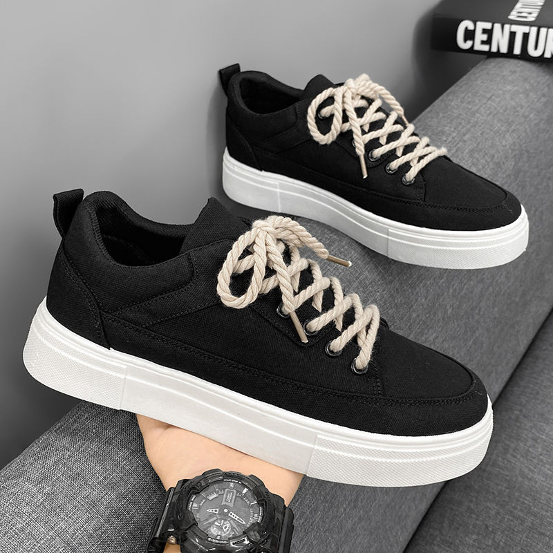 Men's Shoes 2025 New Thick-Soled Canvas Shoes Spring Breathable Sports Sneakers Student Trendy Versatile Casual Sneakers