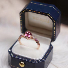 New Natural Rose Quartz Magnesite Aluminum Oxide Simple Retro Versatile Open Ring for Women Adjustable Precision Model
