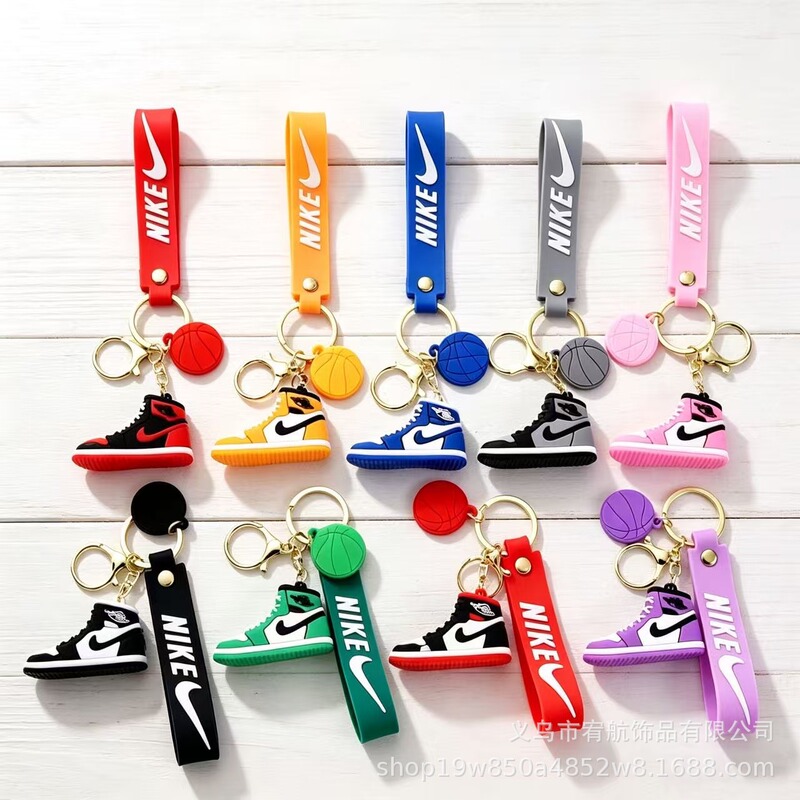 Cartoon student AJ sneakers Nike shoe model car pendant backpack decoration small gift wholesale keychain keyring